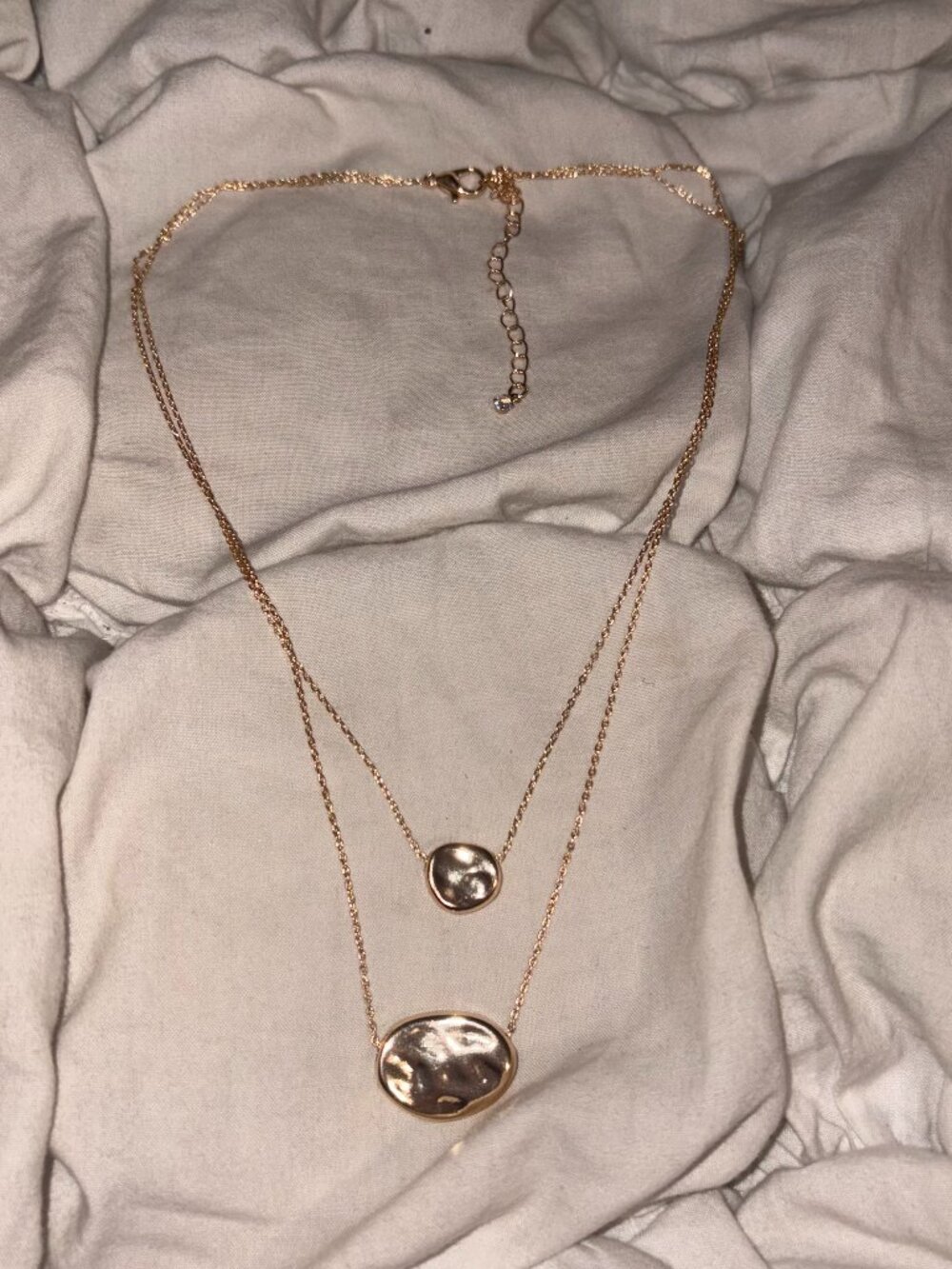 Free People Gold Sculptural Molten Disc Layered Necklace